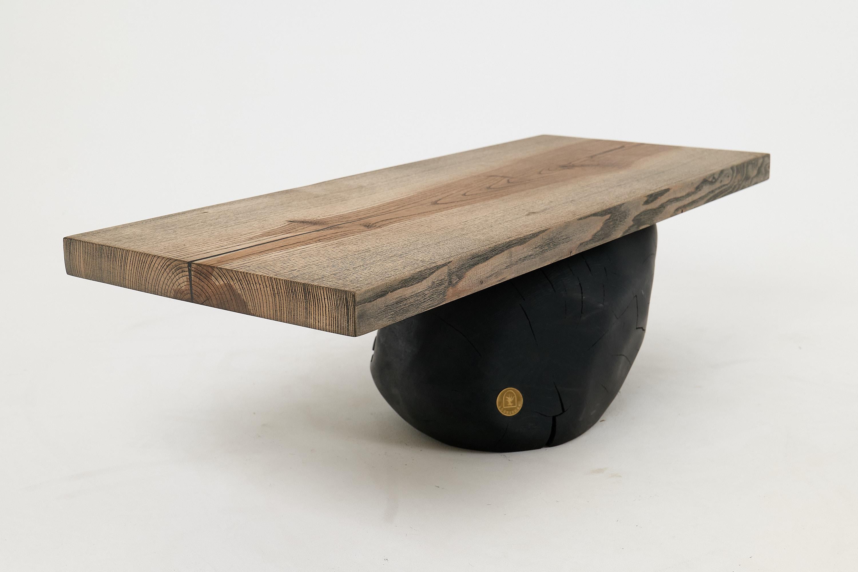 Brutalistischer Holztisch, Wabi-Sabi, natürlich und umweltfreundlich, Logniture im Angebot 3