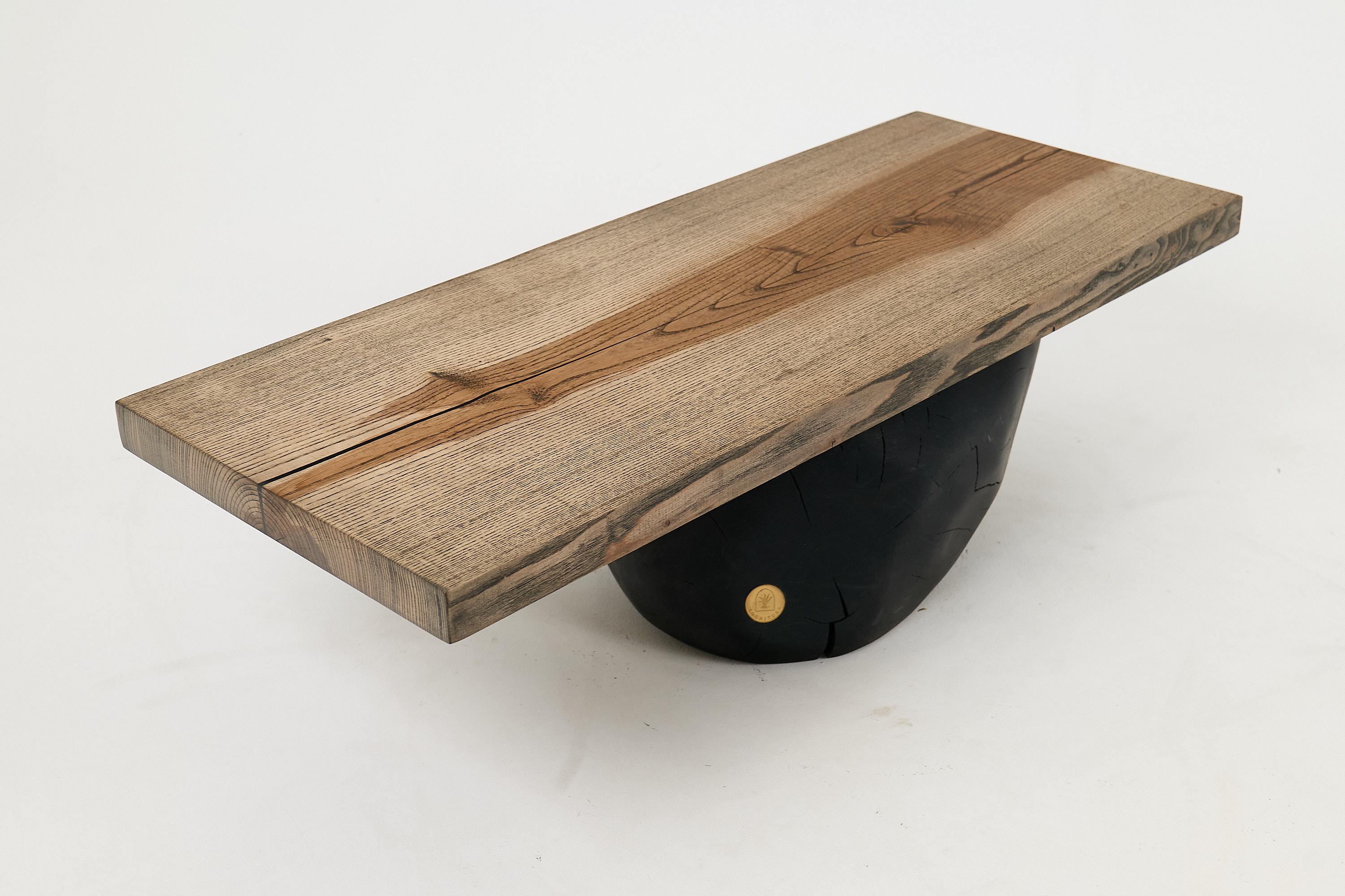 Brutalistischer Holztisch, Wabi-Sabi, natürlich und umweltfreundlich, Logniture im Angebot 4