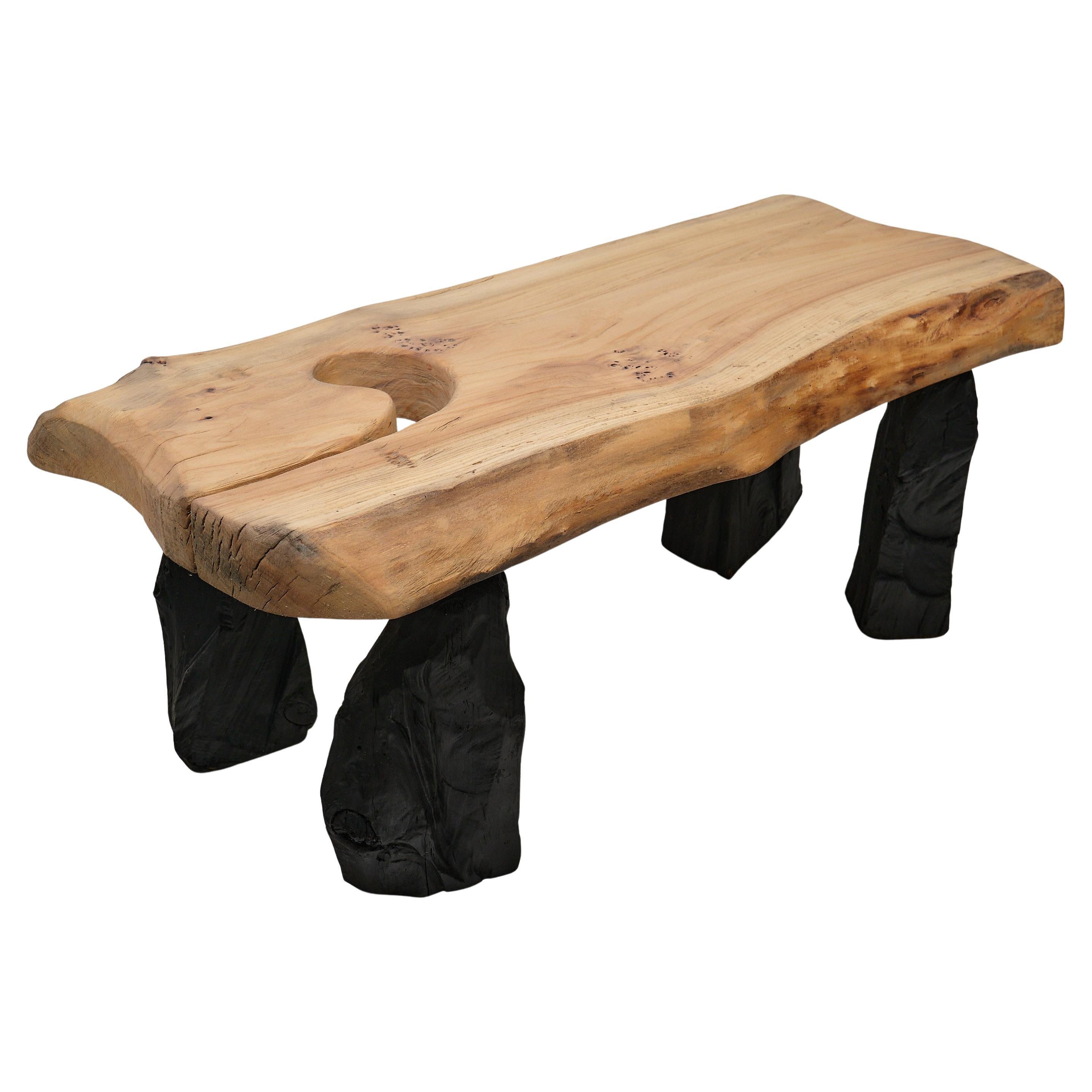 Brutalistischer Holztisch, Wabi-Sabi, natürlich und umweltfreundlich, Logniture
