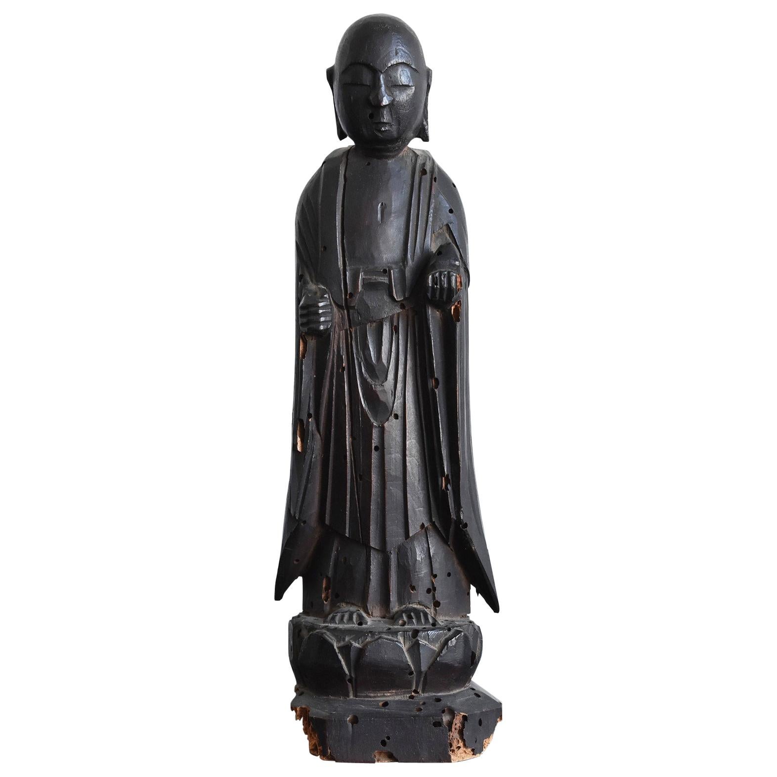 Wooden Buddha Statue from the Edo Period / Japanese Antique Figurine