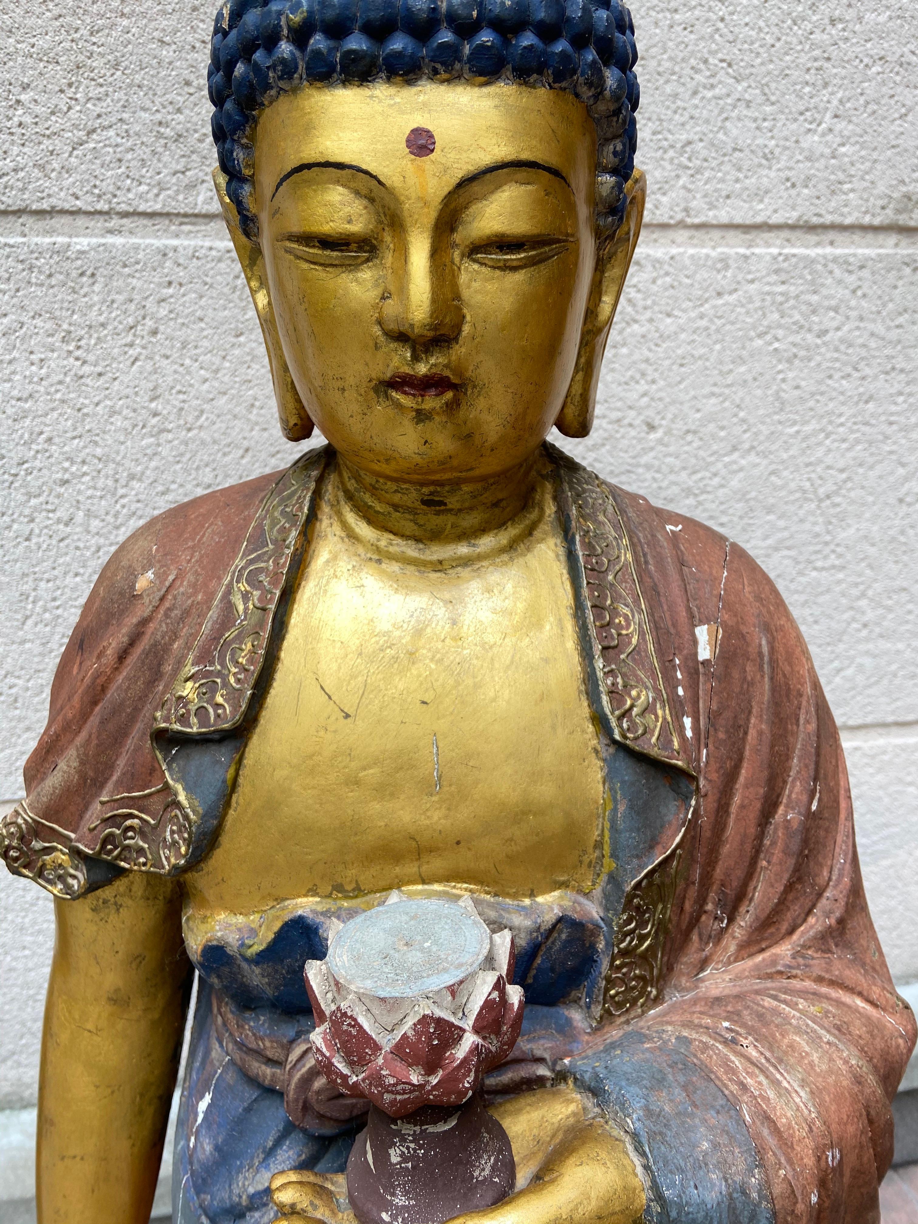 Buddha statue,
Japan,
19th century
Polychromed wood
Measures: H 120 x D 40.
 
  