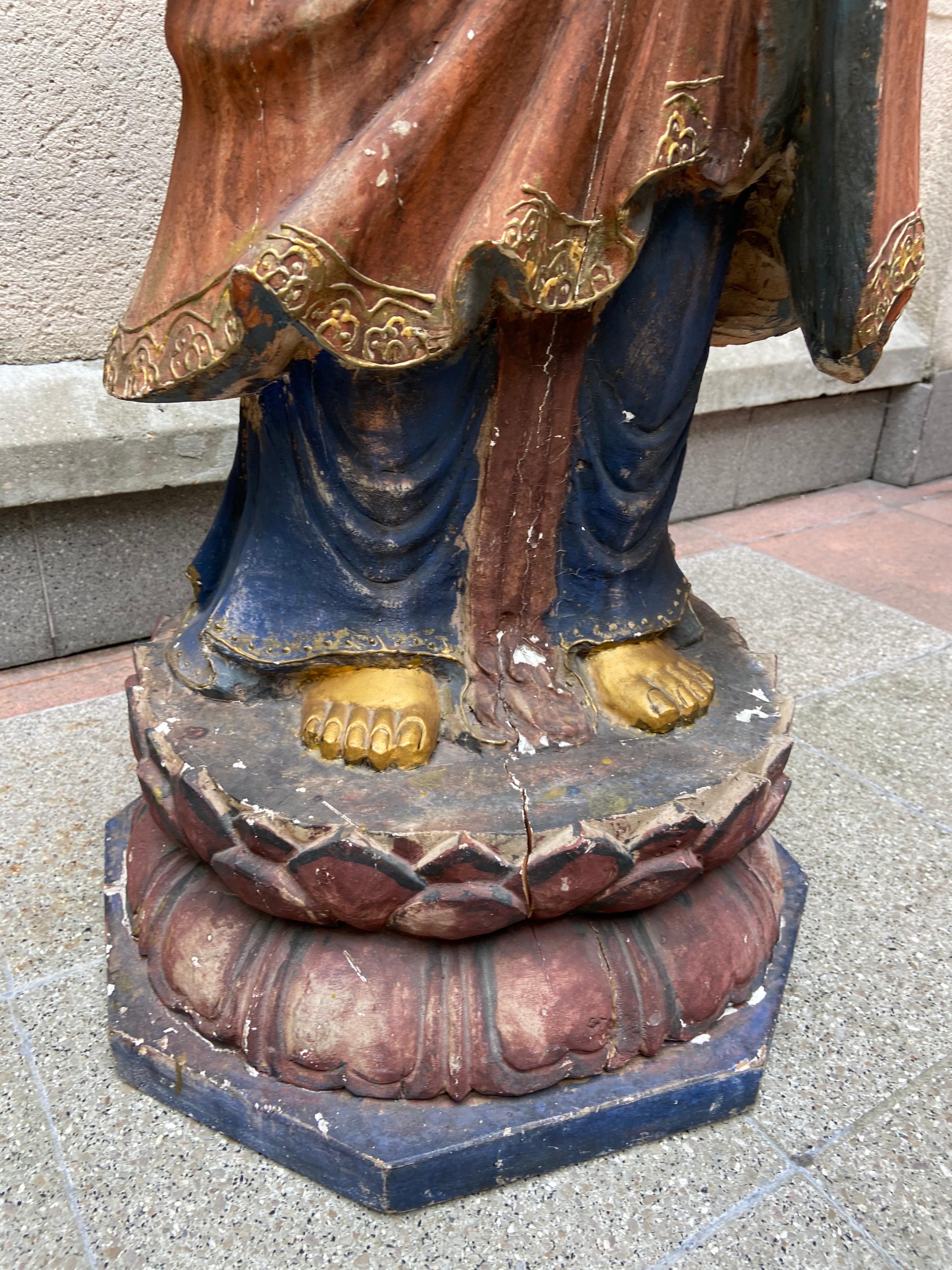 Japonisme Wooden Buddha Statue, Japan, 19th Century