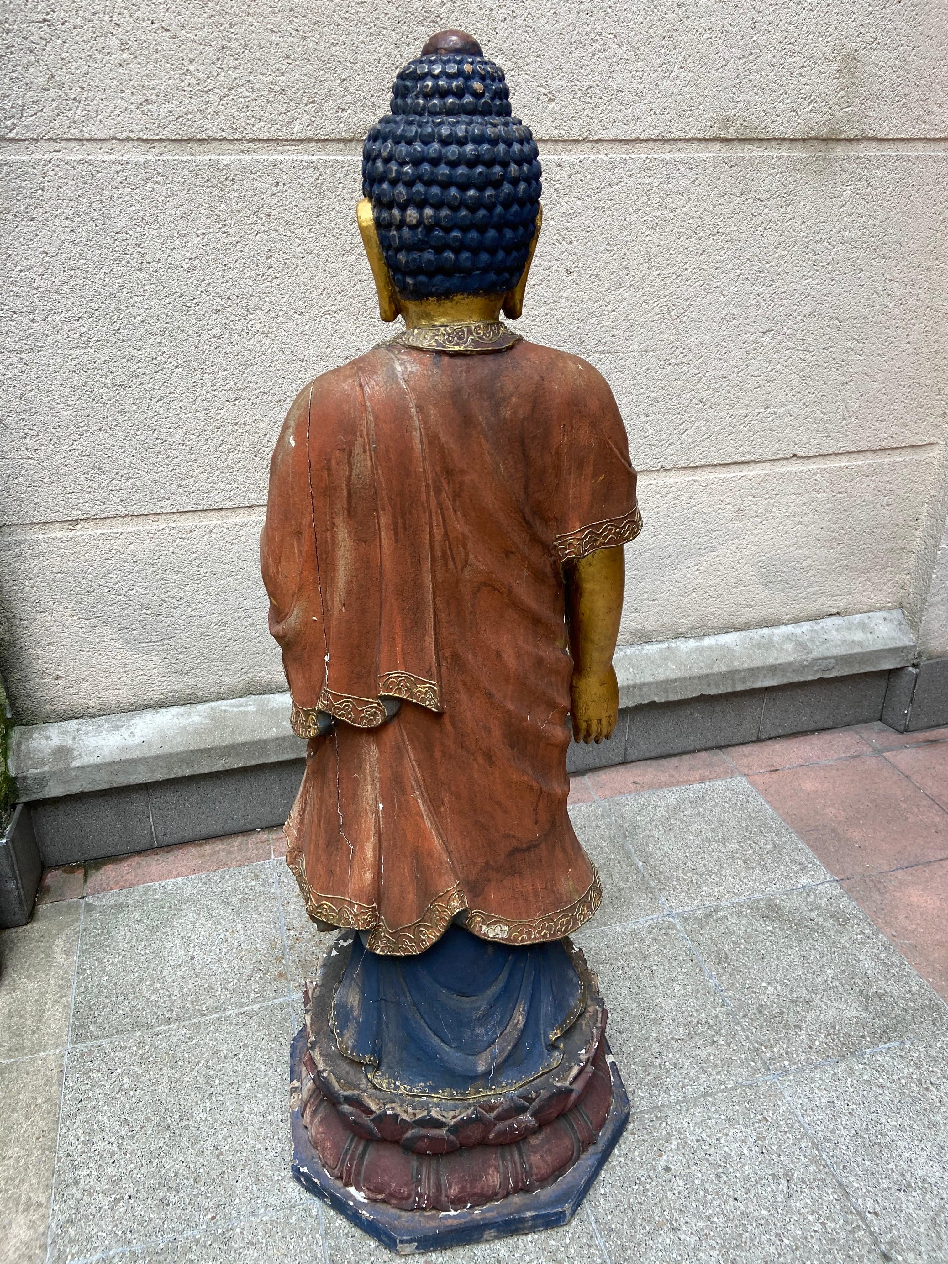 Wooden Buddha Statue, Japan, 19th Century In Good Condition In Saint ouen, FR