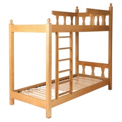 Vintage Wooden Bunk bed by Guillerme and Chambron, 1960, France
