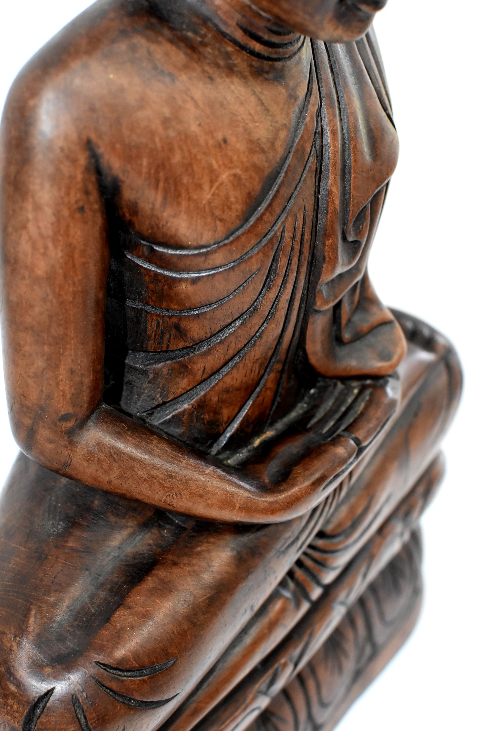 Wooden Burmese Buddha, Hand Carved, Large 5