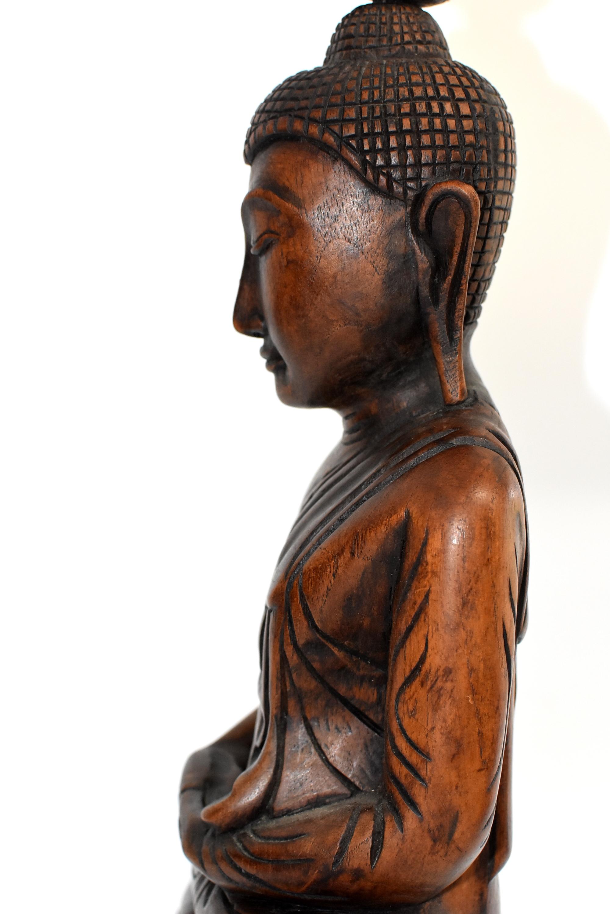 Wooden Burmese Buddha, Hand Carved, Large 6