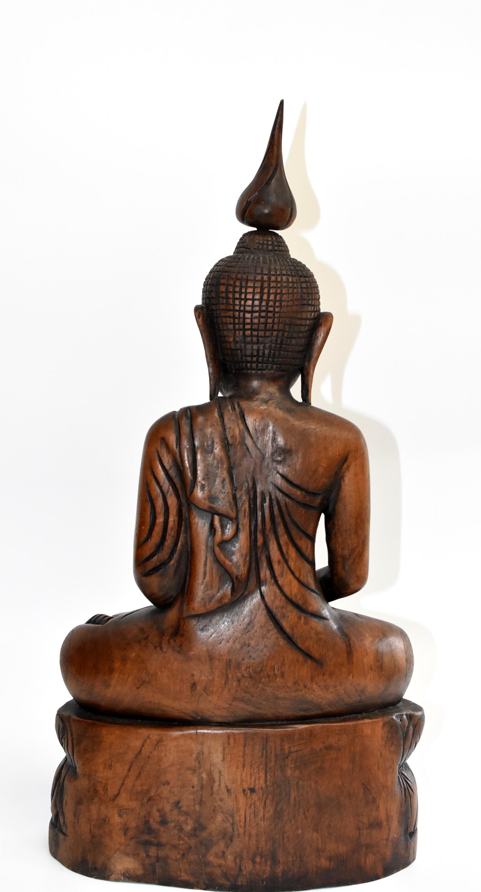 Wooden Burmese Buddha, Hand Carved, Large 8