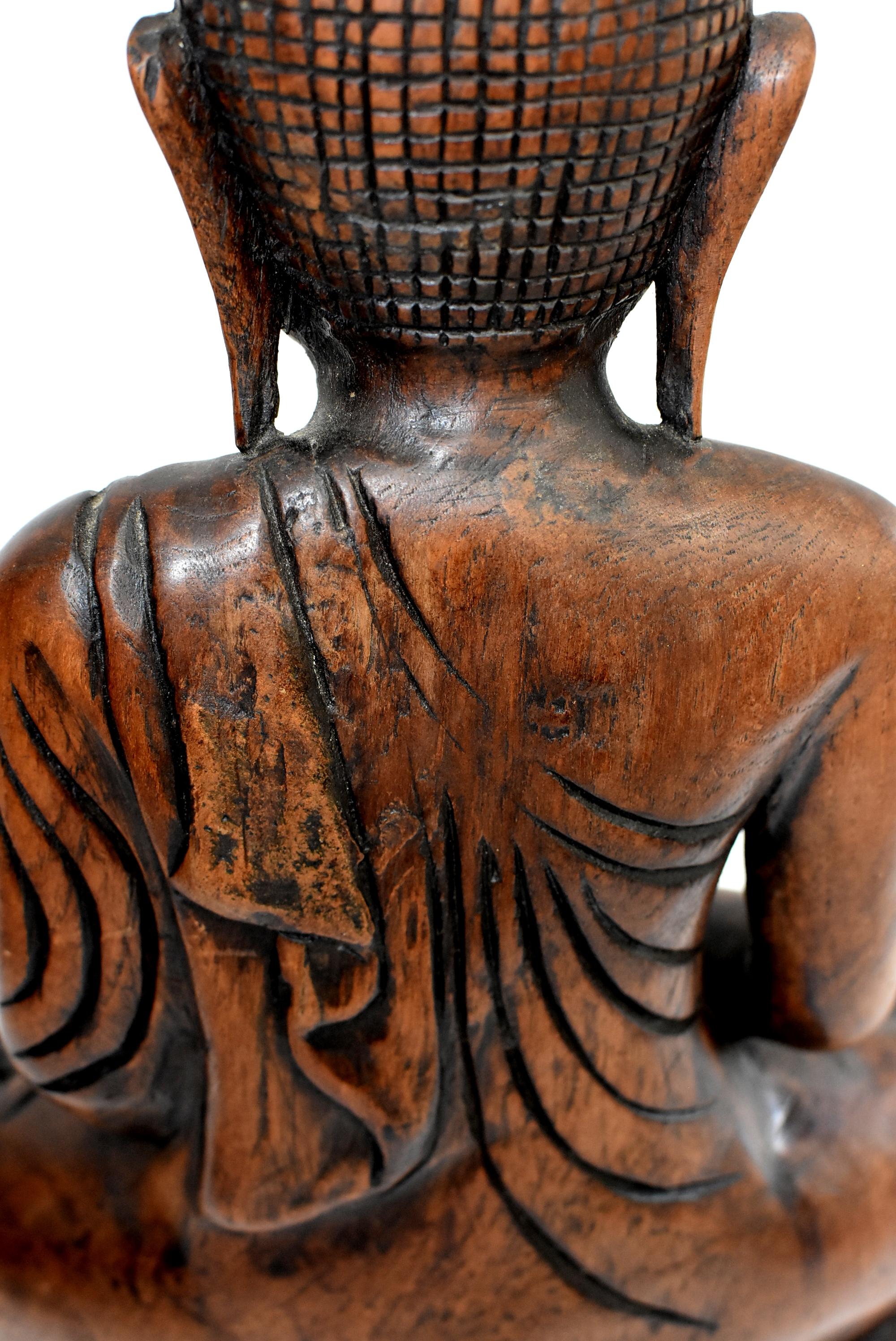 Wooden Burmese Buddha, Hand Carved, Large 9
