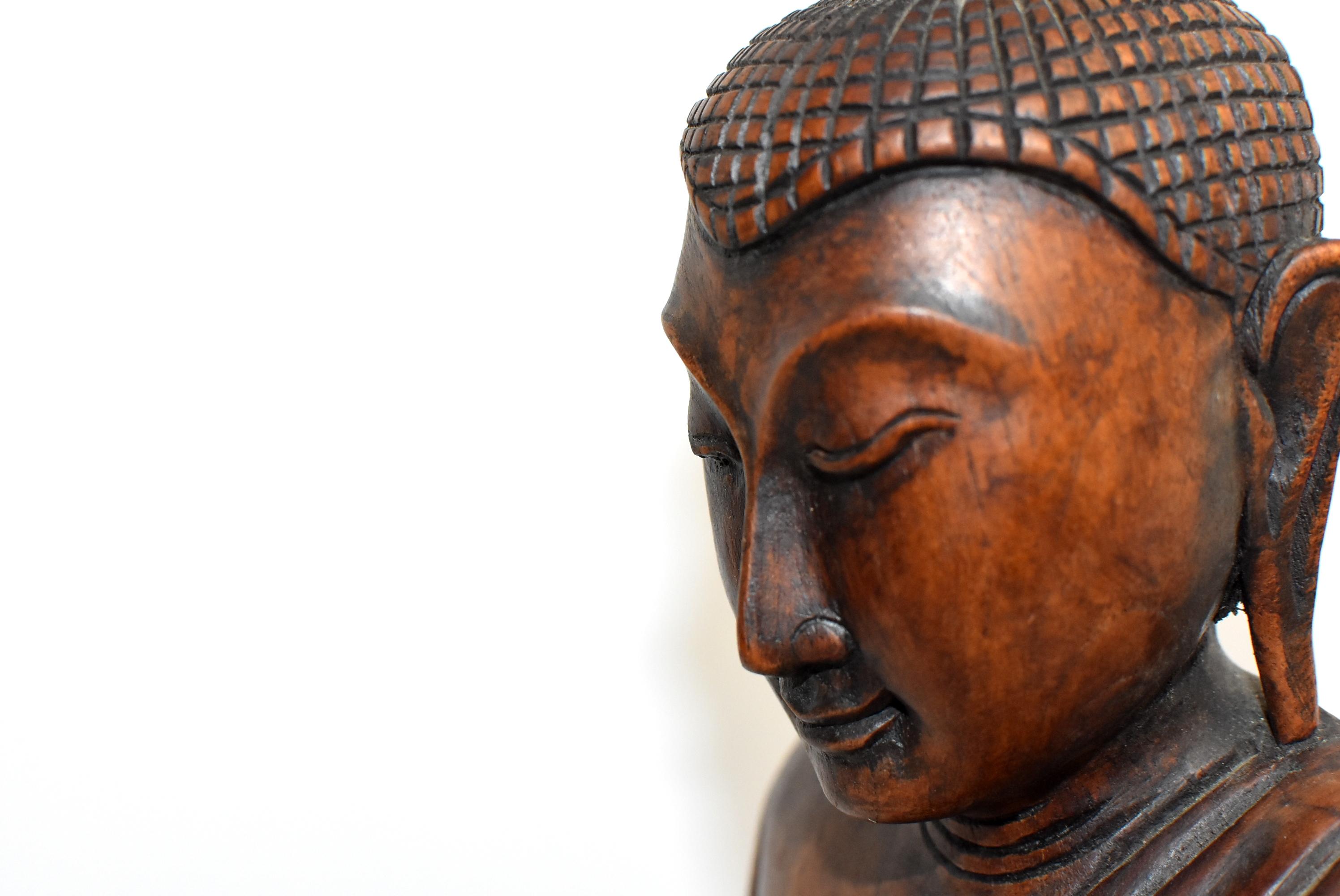 Wooden Burmese Buddha, Hand Carved, Large 12