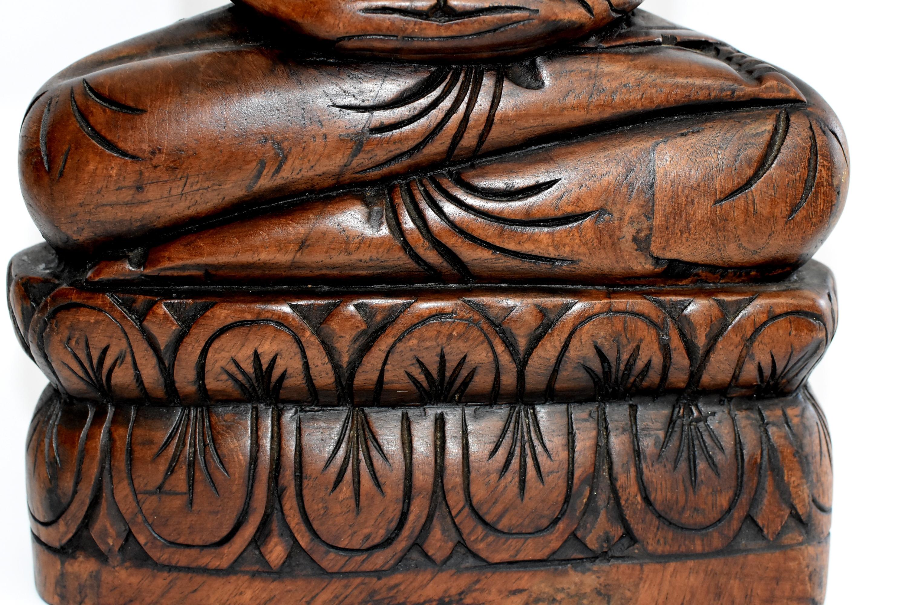 Wooden Burmese Buddha, Hand Carved, Large at 1stDibs
