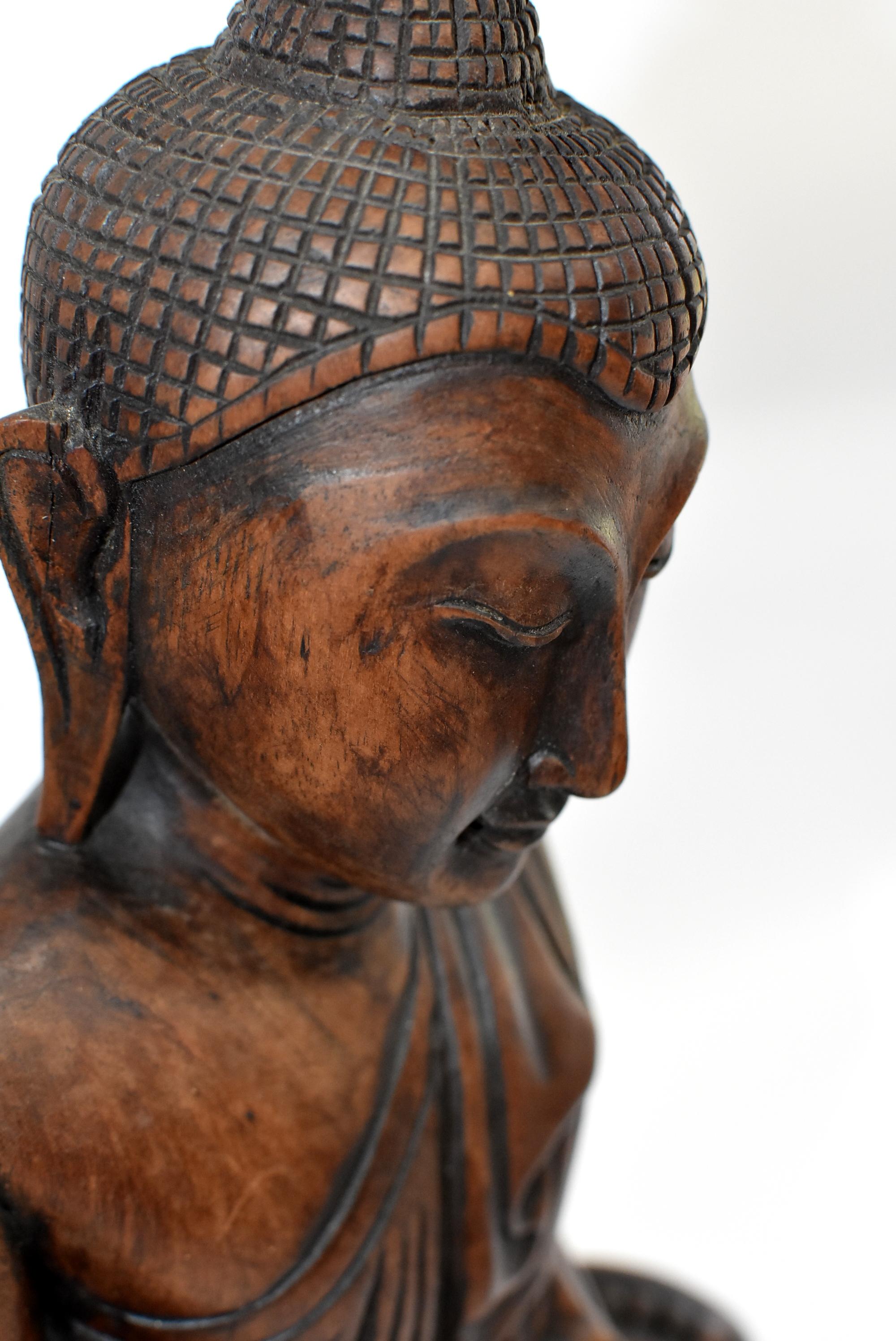 Wooden Burmese Buddha, Hand Carved, Large 4