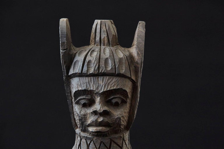 Wooden Bust Carving of an Oba of Benin, Edo People, Nigeria, circa