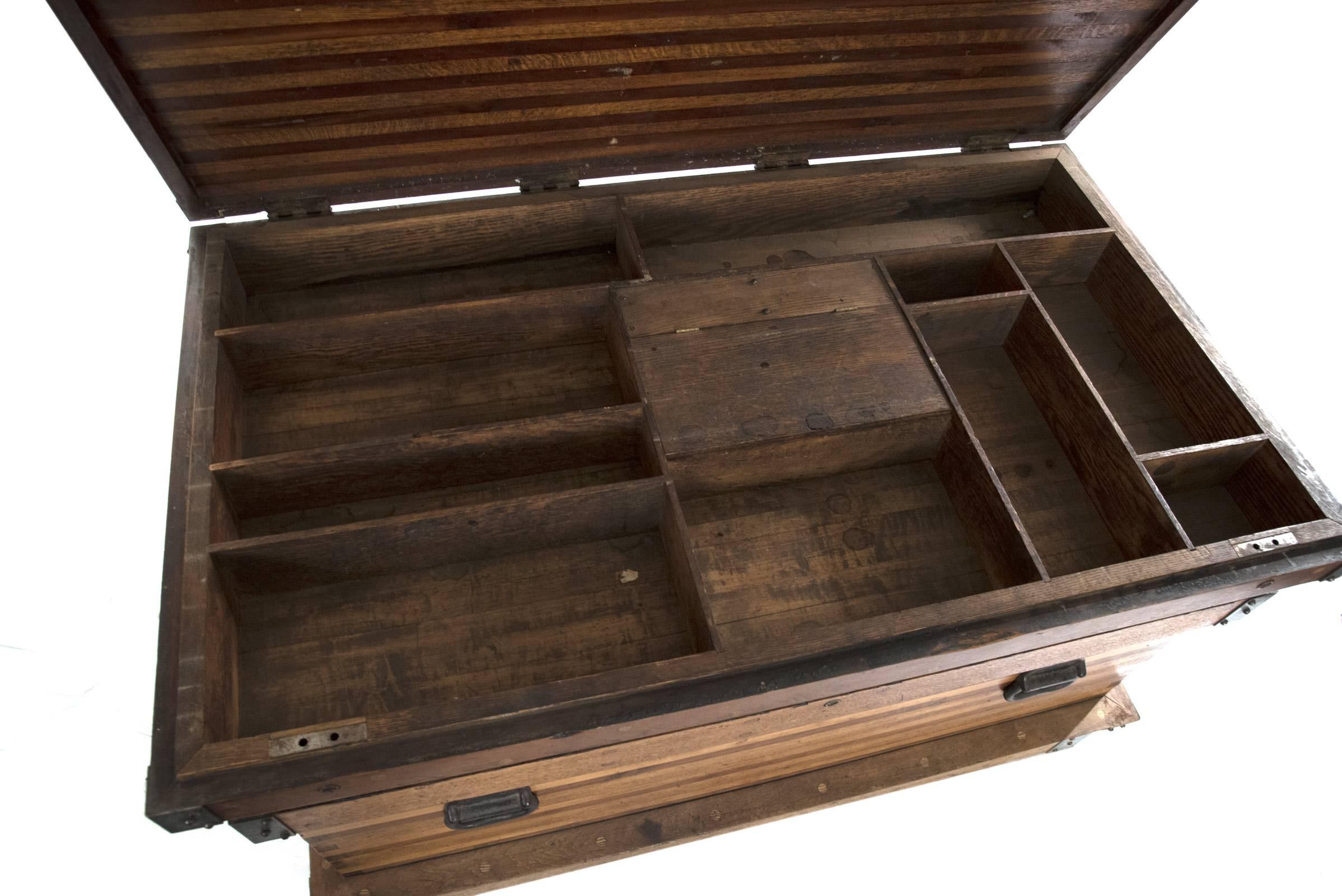American Wooden Cabinet Maker's Tool Chest For Sale