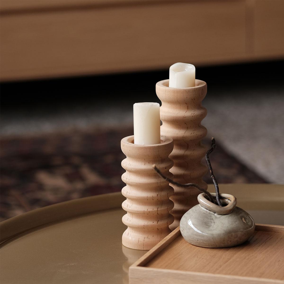 Scandinavo moderno Portacandele in legno, medio - SOFRA in vendita