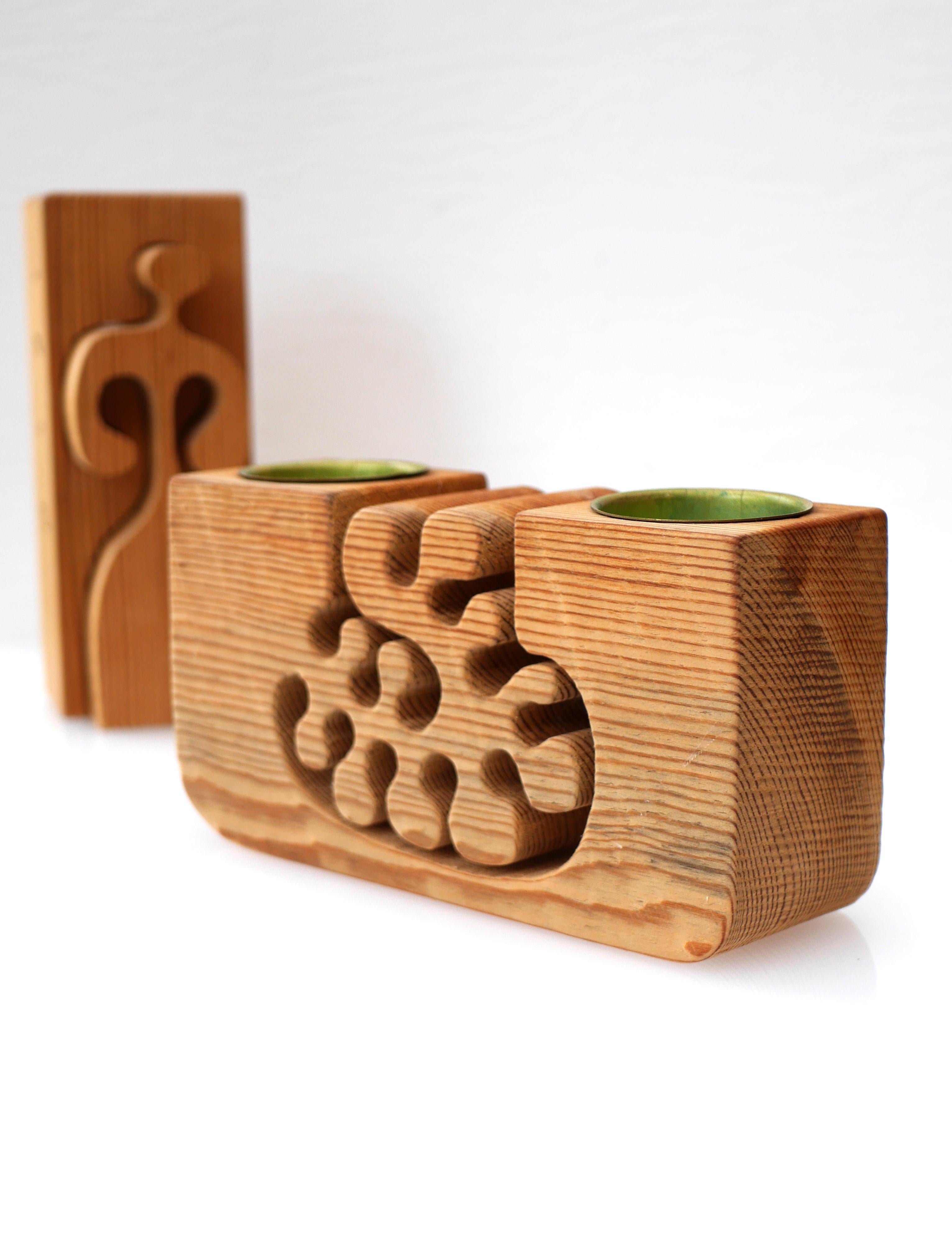 Wooden Candleholder by Gunnar Kanevad, Sweden with a fantastic oranic shape 3