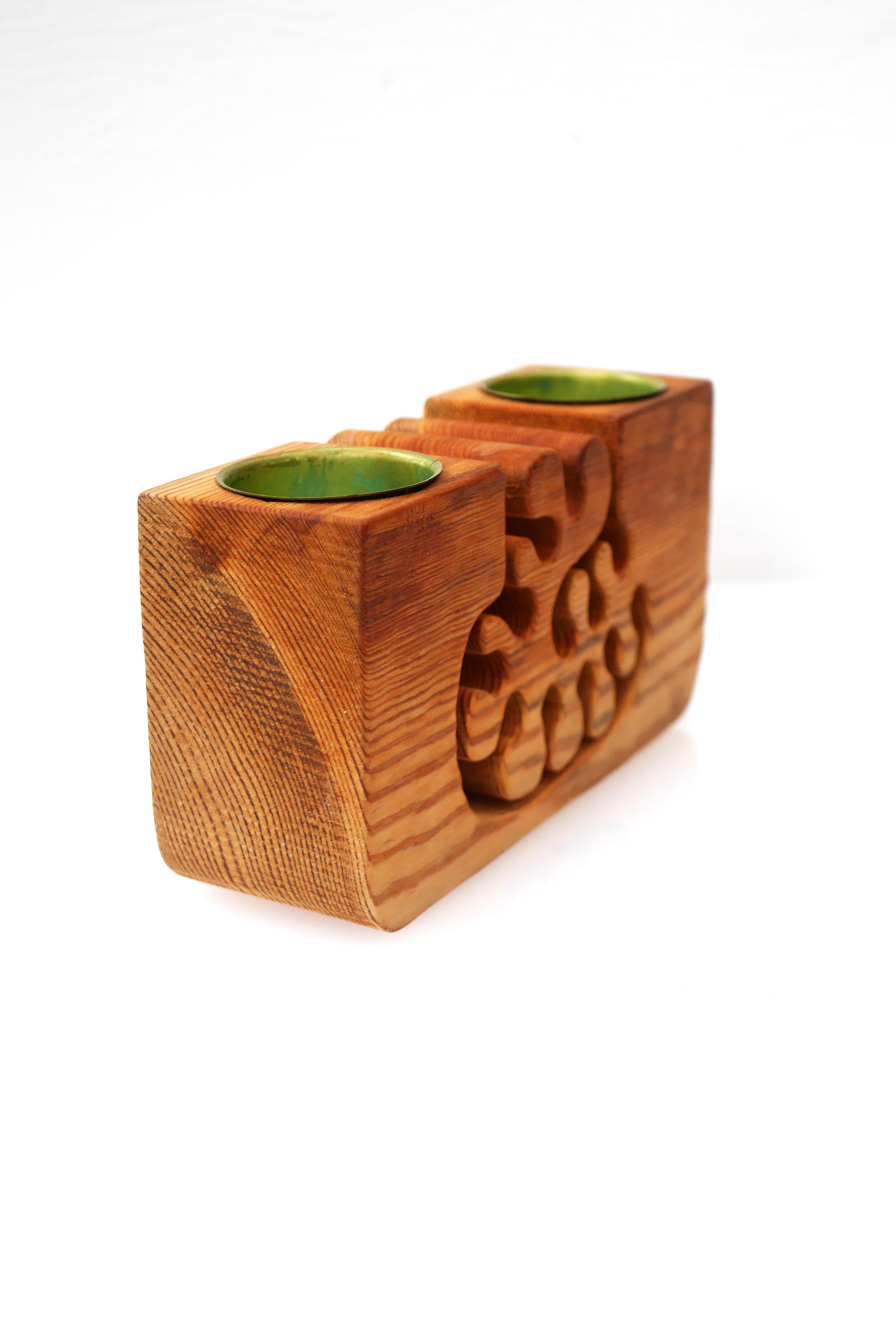 Wooden Candleholder by Gunnar Kanevad, Sweden with a fantastic oranic shape 1