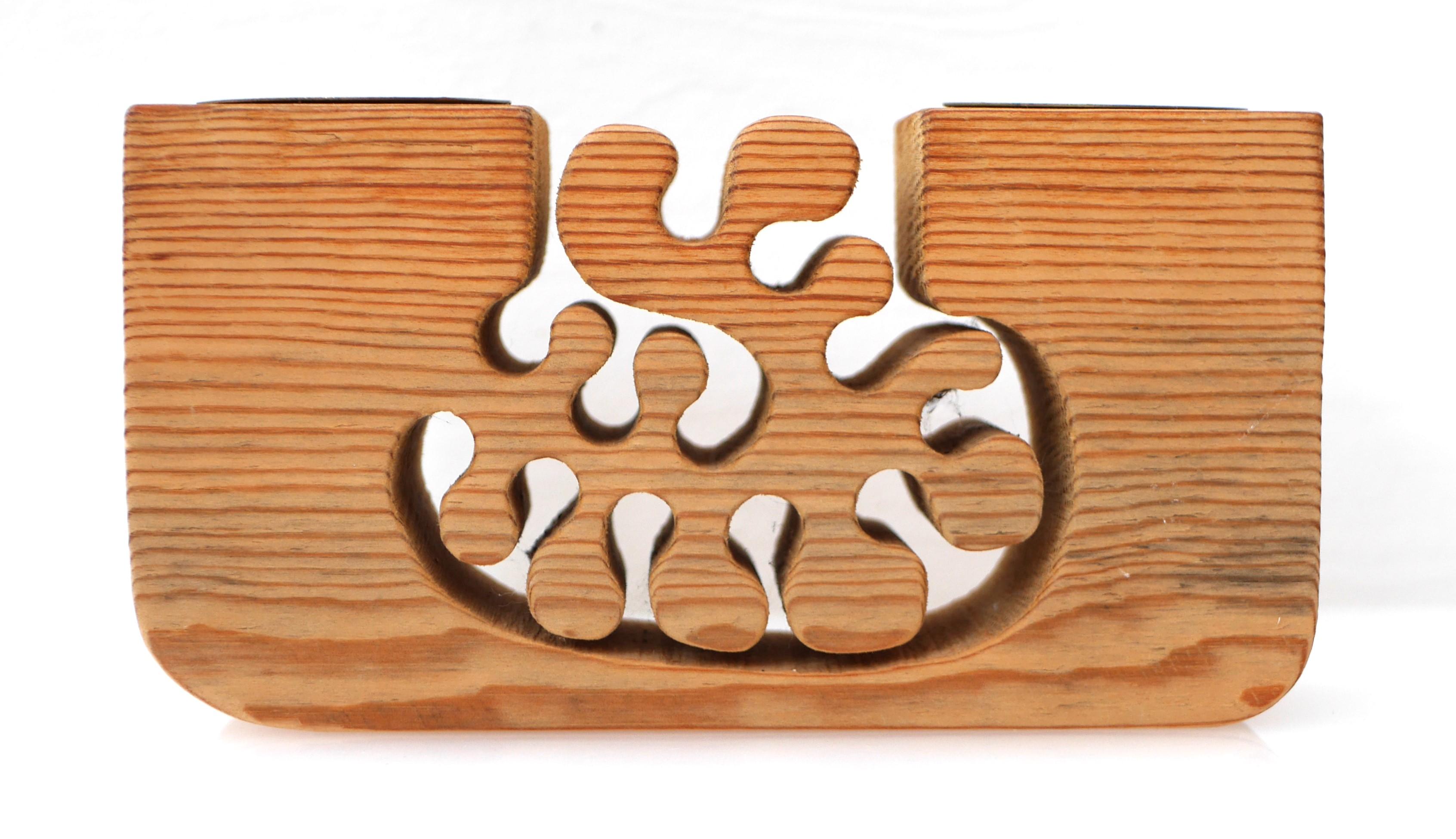 Wooden Candleholder by Gunnar Kanevad, Sweden with a fantastic oranic shape 2