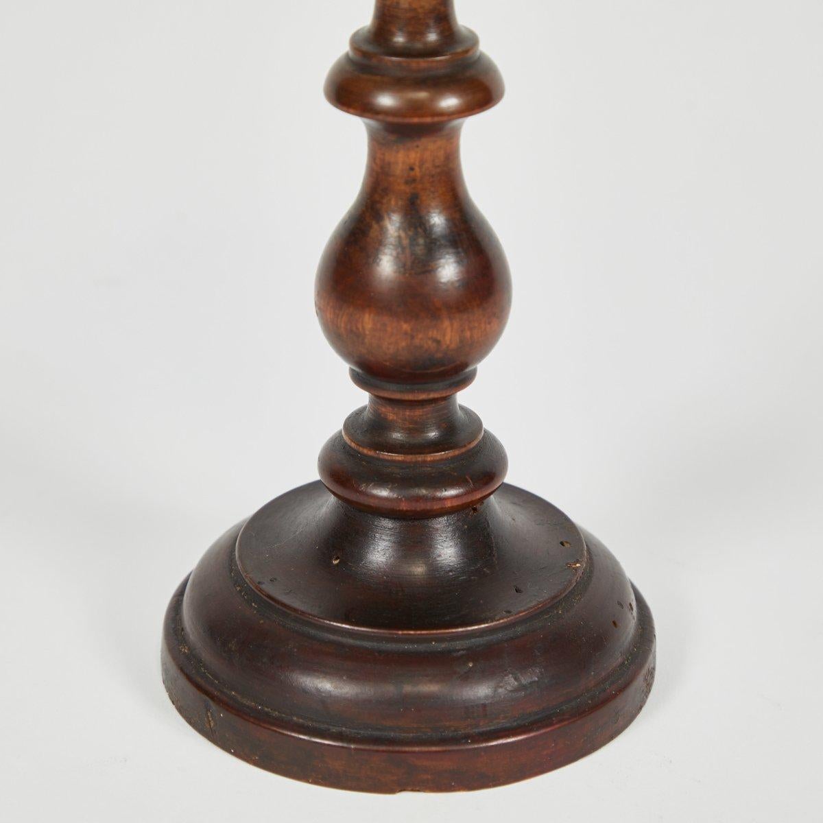 Mid-19th Century Wooden Candlestick in Walnut