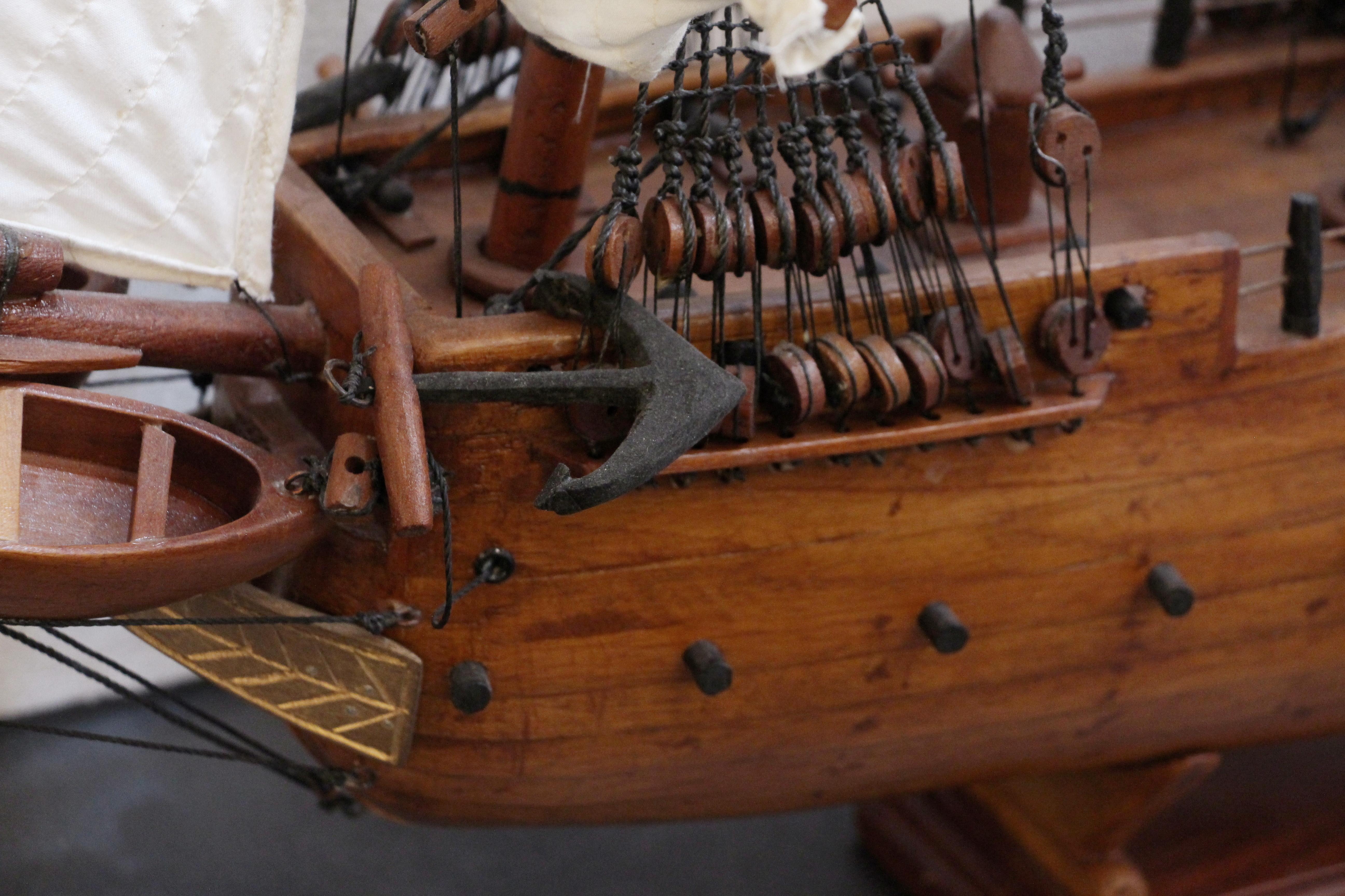 Haitian Wooden & Canvas Handmade Model Ship, Stamped Constitution