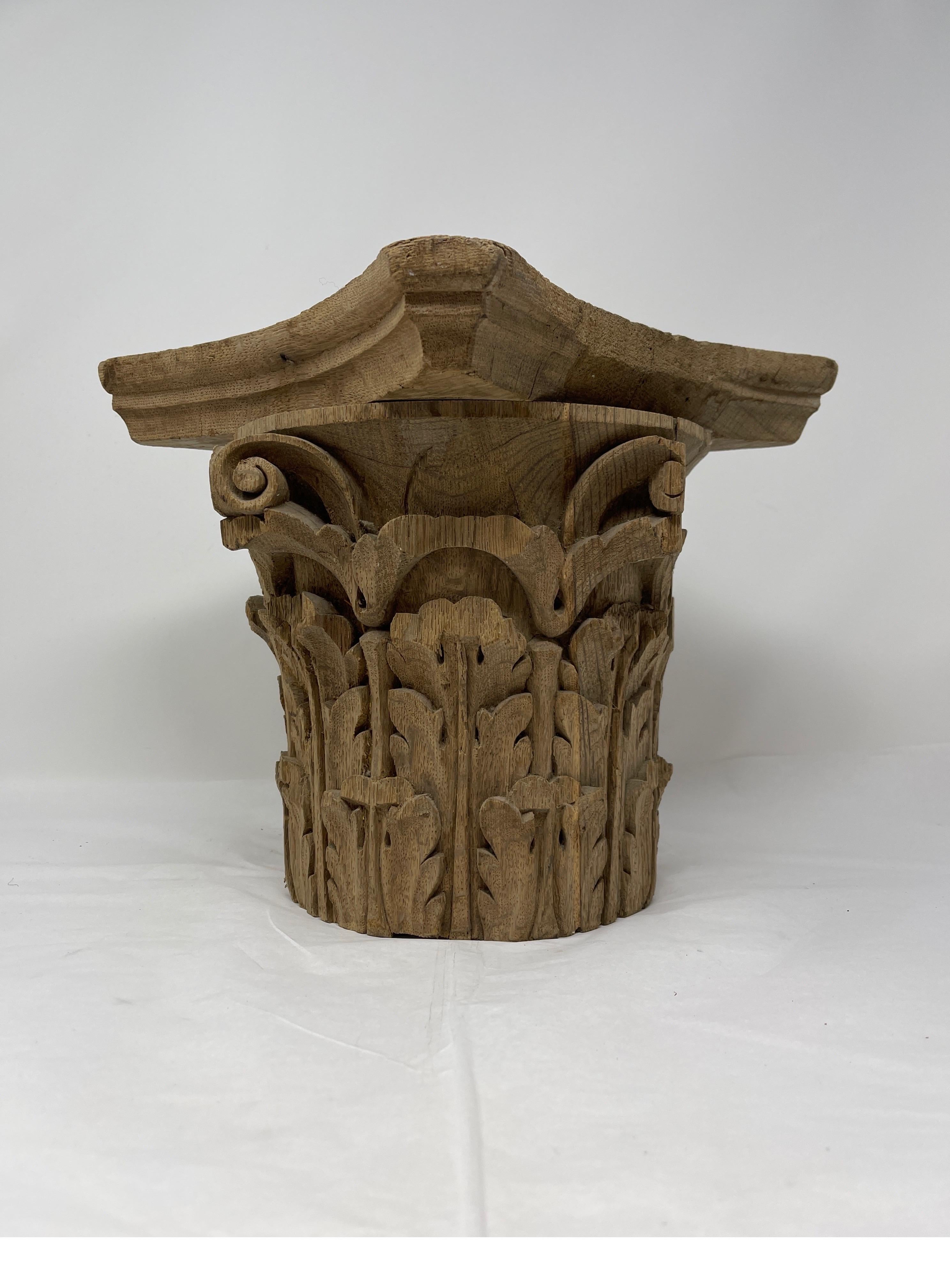 This wooden capital is a beautiful architectural element that would compliment any home décor. The Corinthian carving details on this capital make it a one of a kind piece. Could also be used as a plant stand.

13”W x 9 1/4”H.