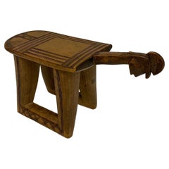 Wooden Carved African Stool, Mid Century in Wabi Sabi Style, 1940s