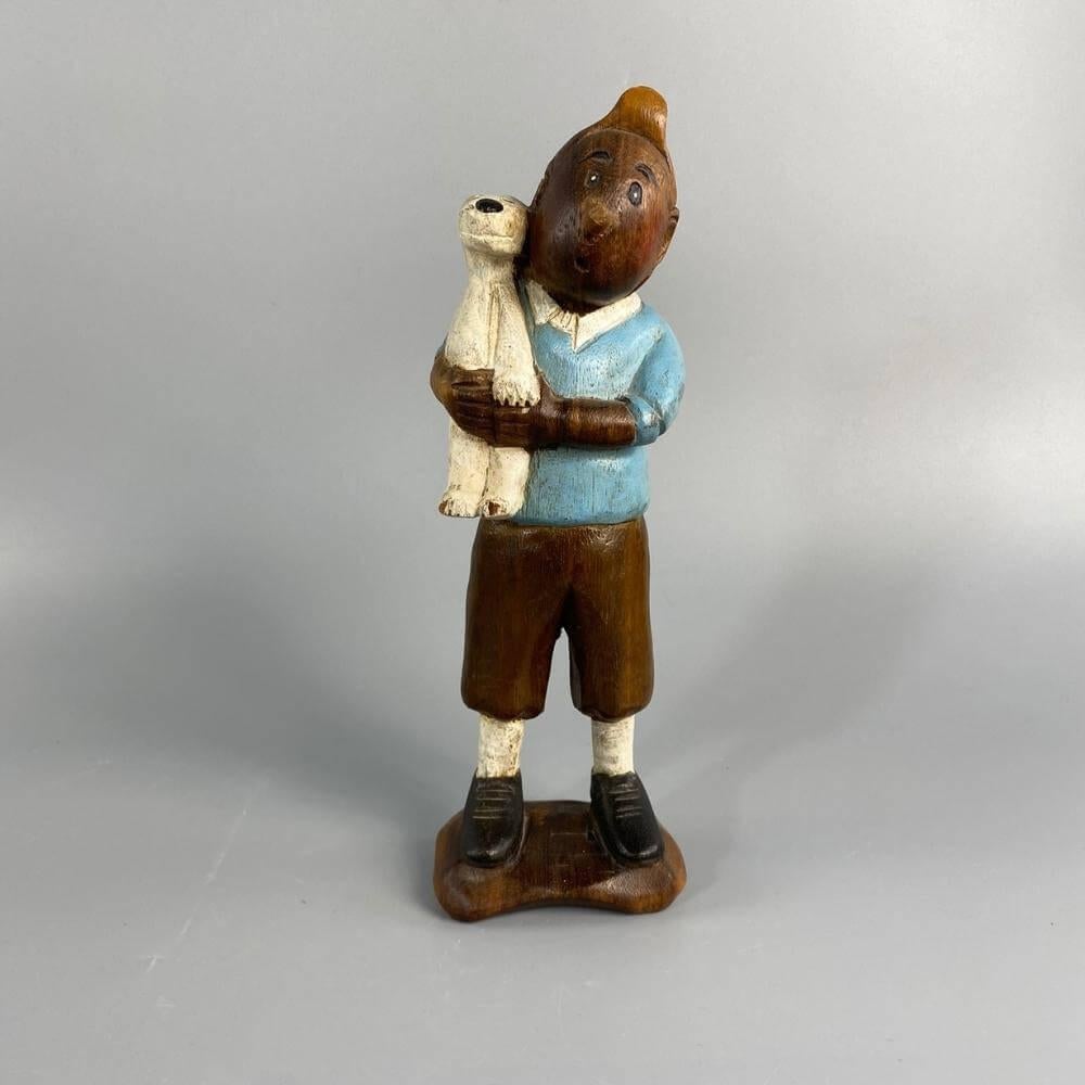 wooden tintin figure