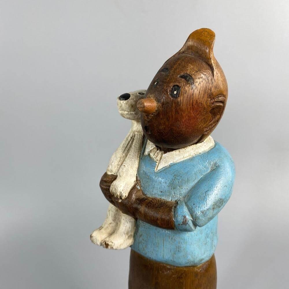 Wooden Carved and Painted Tintin and Milou Figure In Good Condition In Budapest, HU