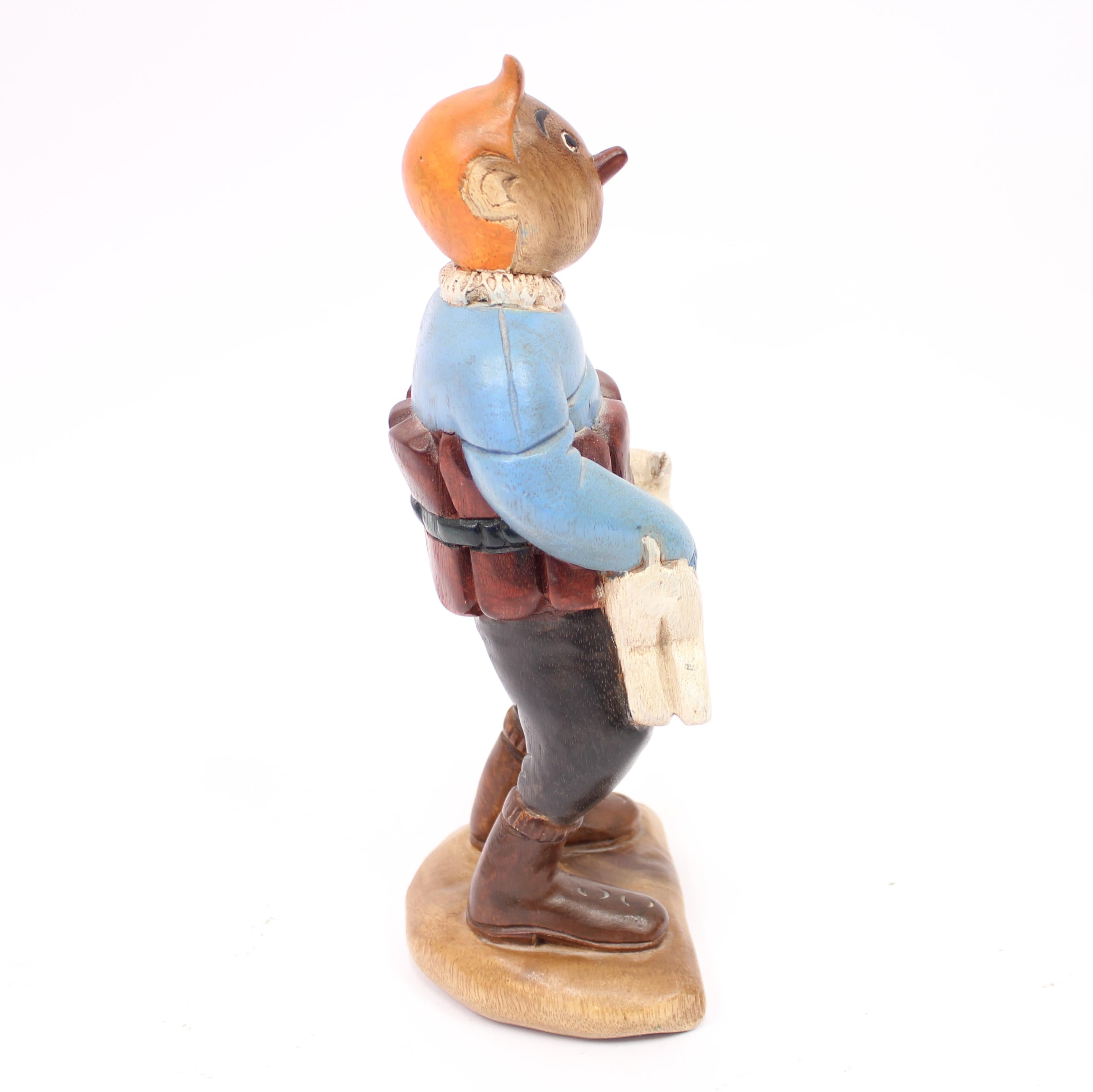 Wooden Carved and Painted Tintin and Milou Figure, Late 20th Century In Good Condition In Uppsala, SE