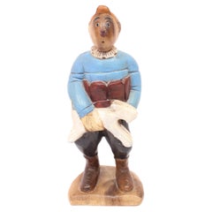 Wooden Carved and Painted Tintin and Milou Figure, Late 20th Century