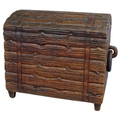 Antique Wooden Carved Black Forest Log Box Modelled as Piled Stack of Logs
