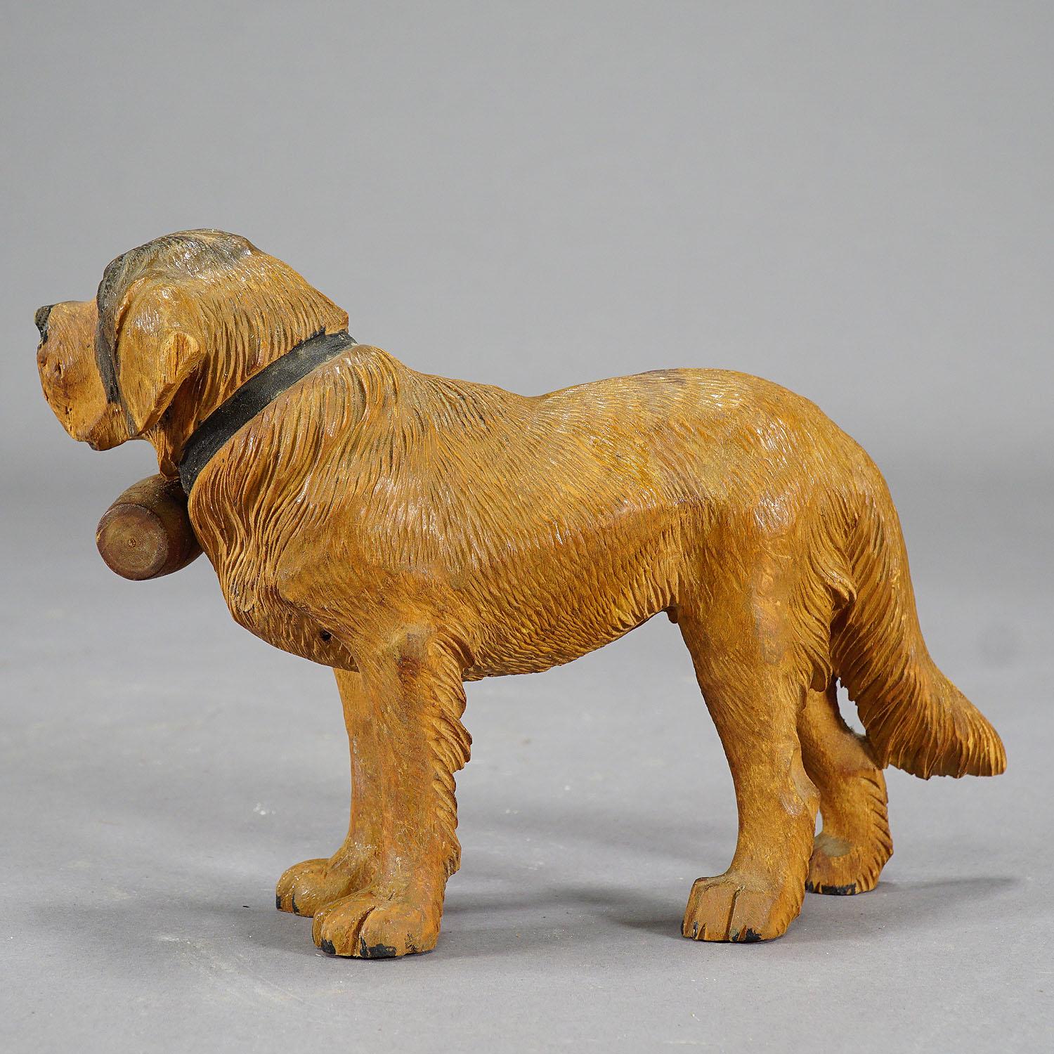 Wooden Carved Black Forest St. Bernhard Dog, Brienz 1934 In Good Condition In Berghuelen, DE