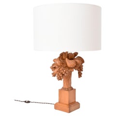 Wooden carved fruits lamp, 1970s