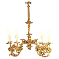 Wooden Carved/Gilded Baroque Chandelier, 1920s Original of the Time, Restored