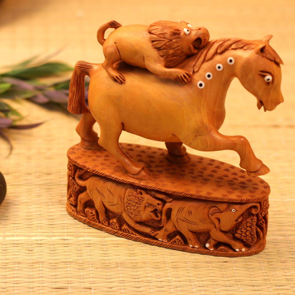 Art Deco Wooden CARVED HORSE STATUE For Sale