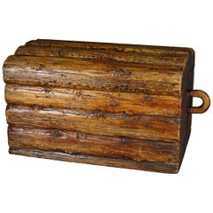 Wooden Carved Log Box Modelled as Piled Stack of Logs