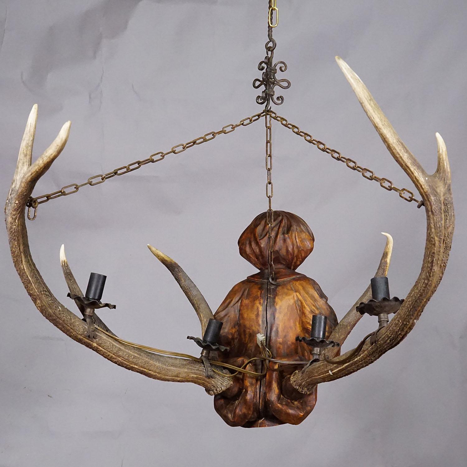 Wooden Carved Lusterweibchen of a Medieval Noble Lady ca. 1890 2