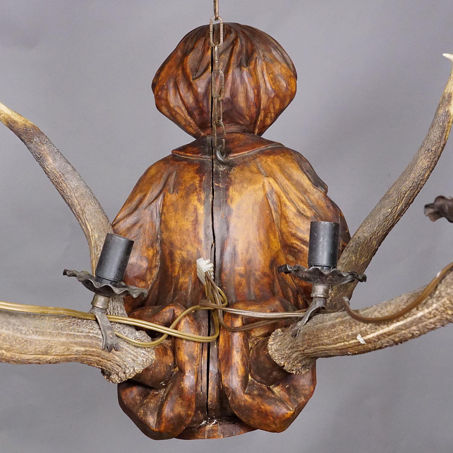 Wooden Carved Lusterweibchen of a Medieval Noble Lady ca. 1890 3