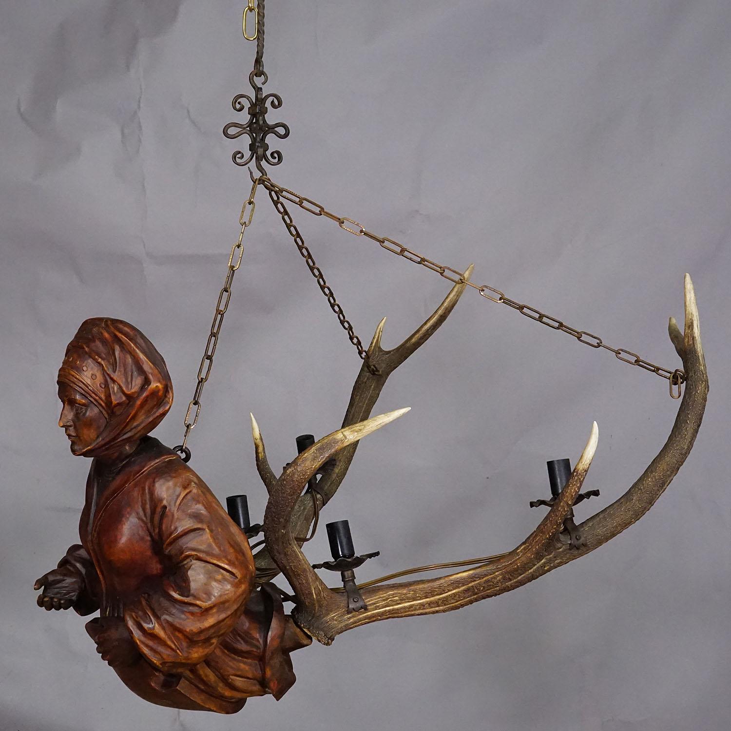 Victorian Wooden Carved Lusterweibchen of a Medieval Noble Lady ca. 1890