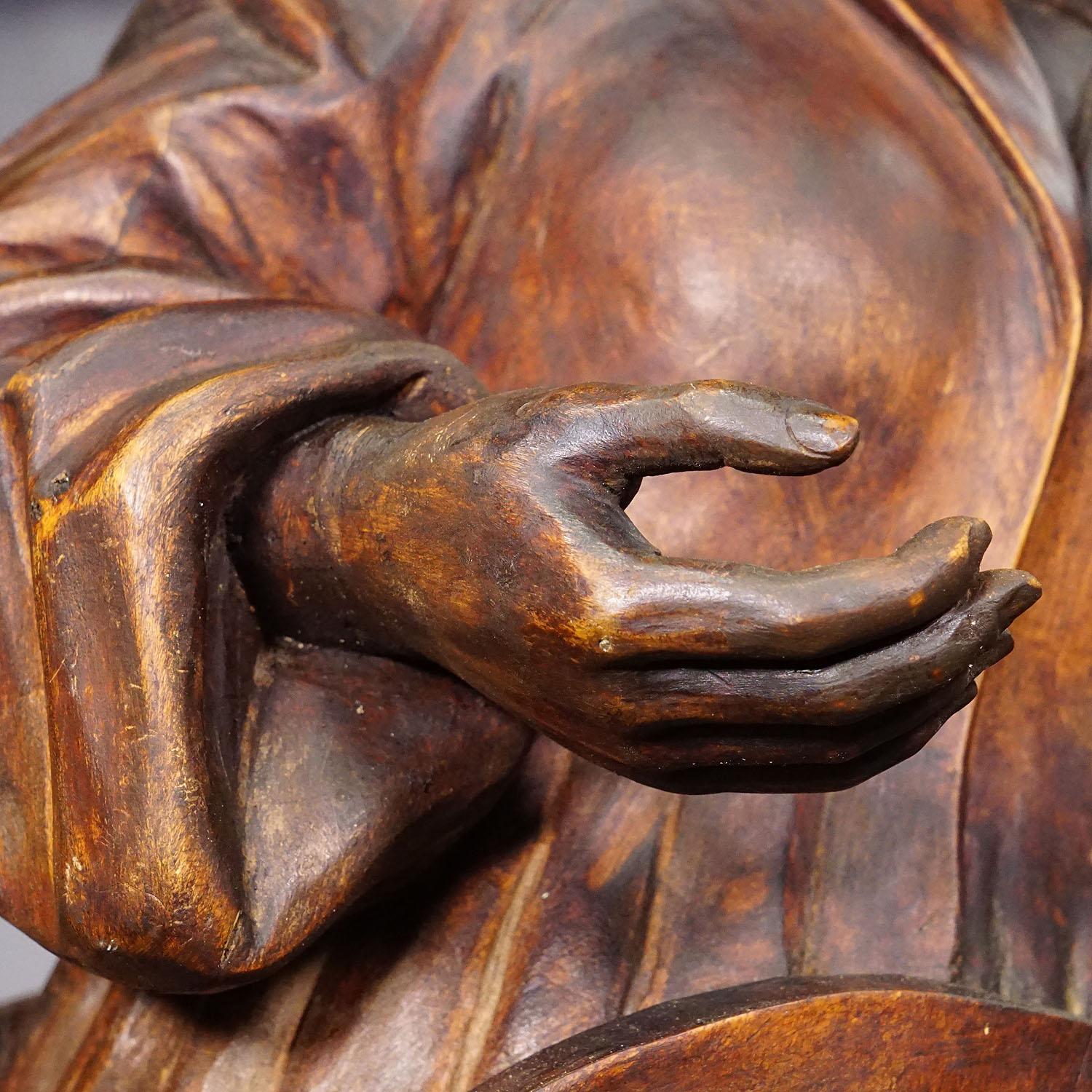 Iron Wooden Carved Lusterweibchen of a Medieval Noble Lady ca. 1890