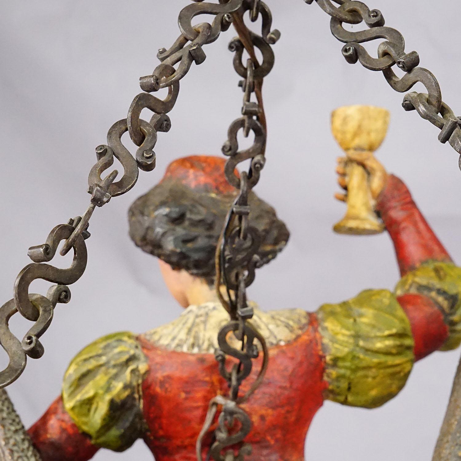 Wooden Carved Lusterweibchen of a Medieval Noble Lady ca. 1900 For Sale 2