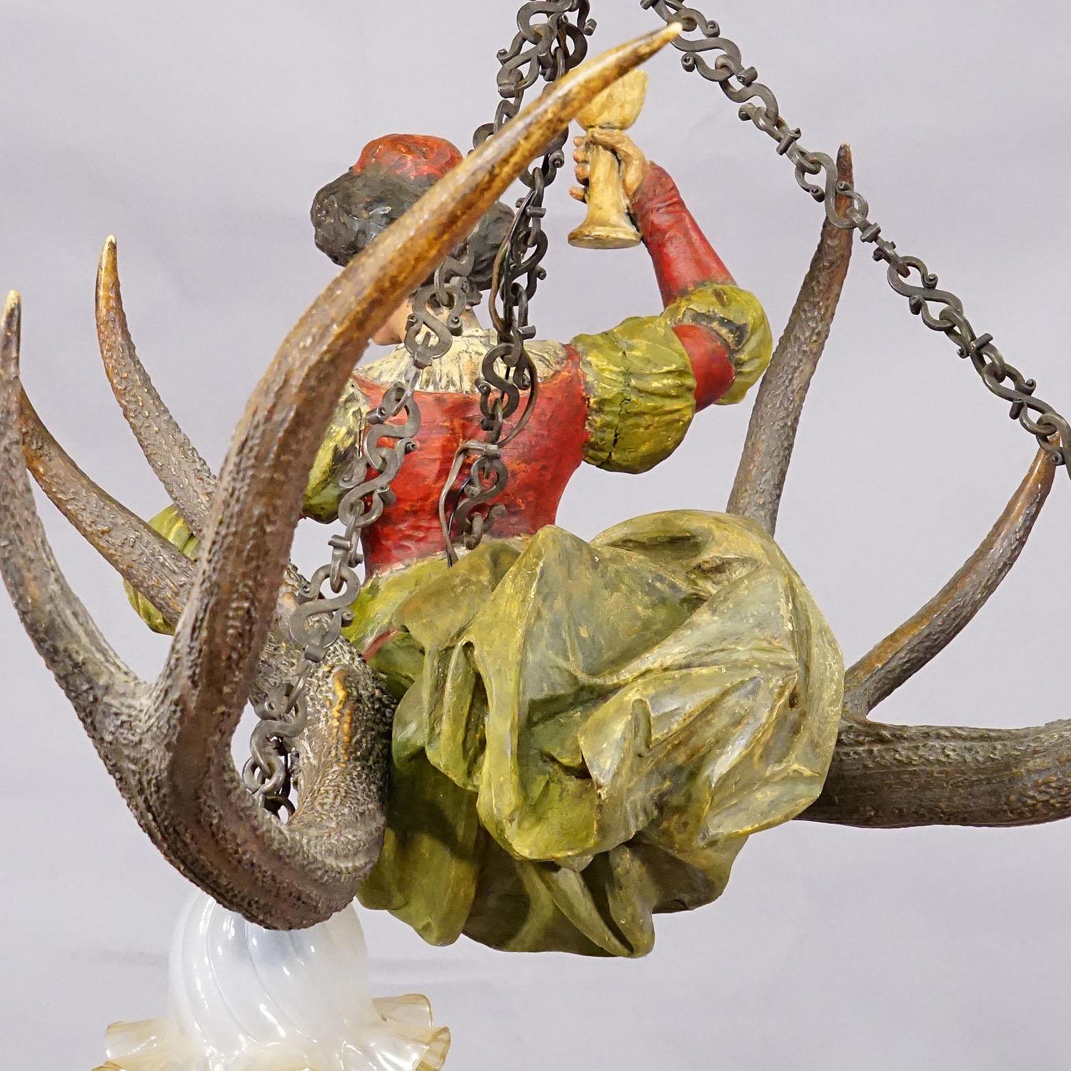 Wooden Carved Lusterweibchen of a Medieval Noble Lady ca. 1900 For Sale 3