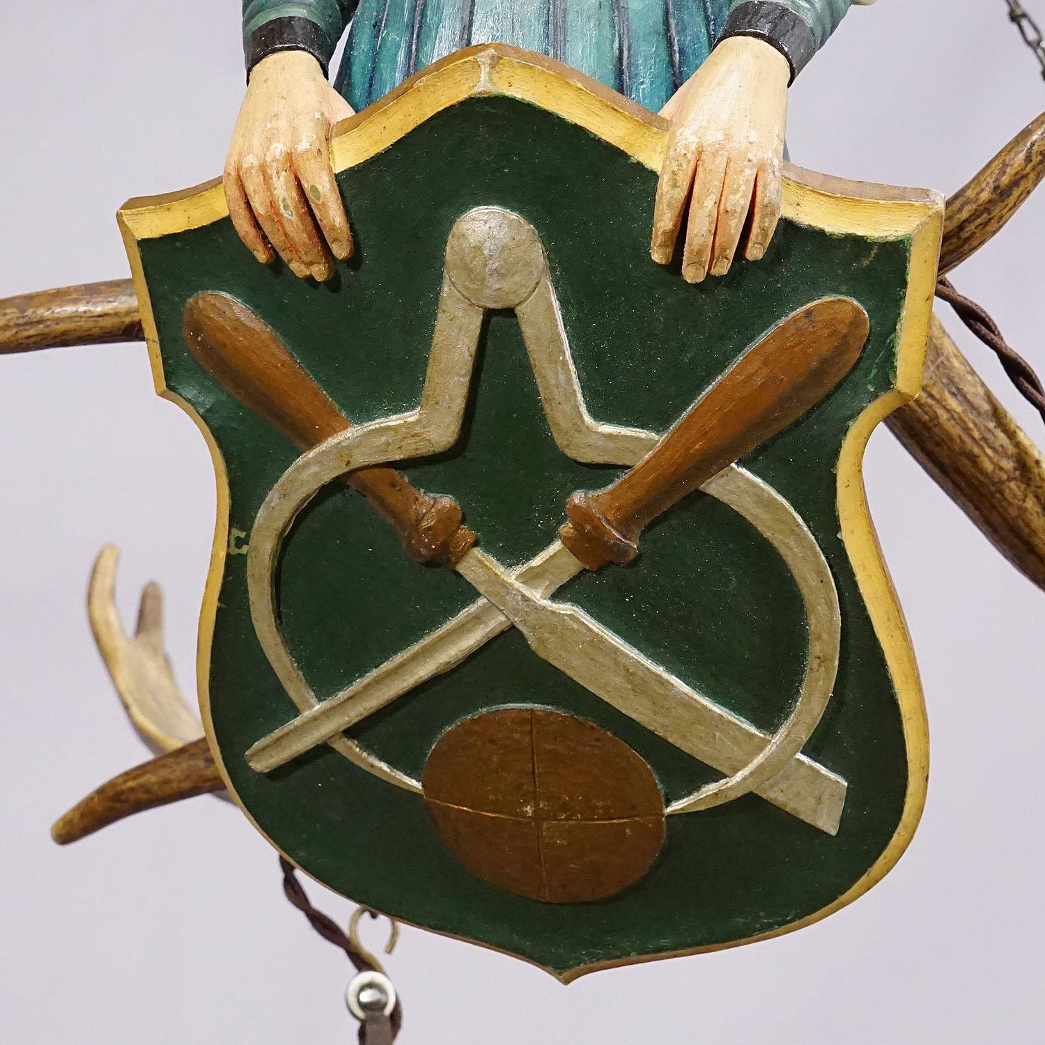 20th Century Wooden Carved Lusterweibchen of a Medieval Noble Lady ca. 1910 For Sale