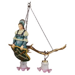 Wooden Carved Lusterweibchen of a Medieval Noble Lady ca. 1910