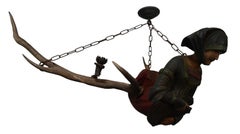 Wooden Carved Lusterweibchen of a Medieval Noble Lady , late 19th century