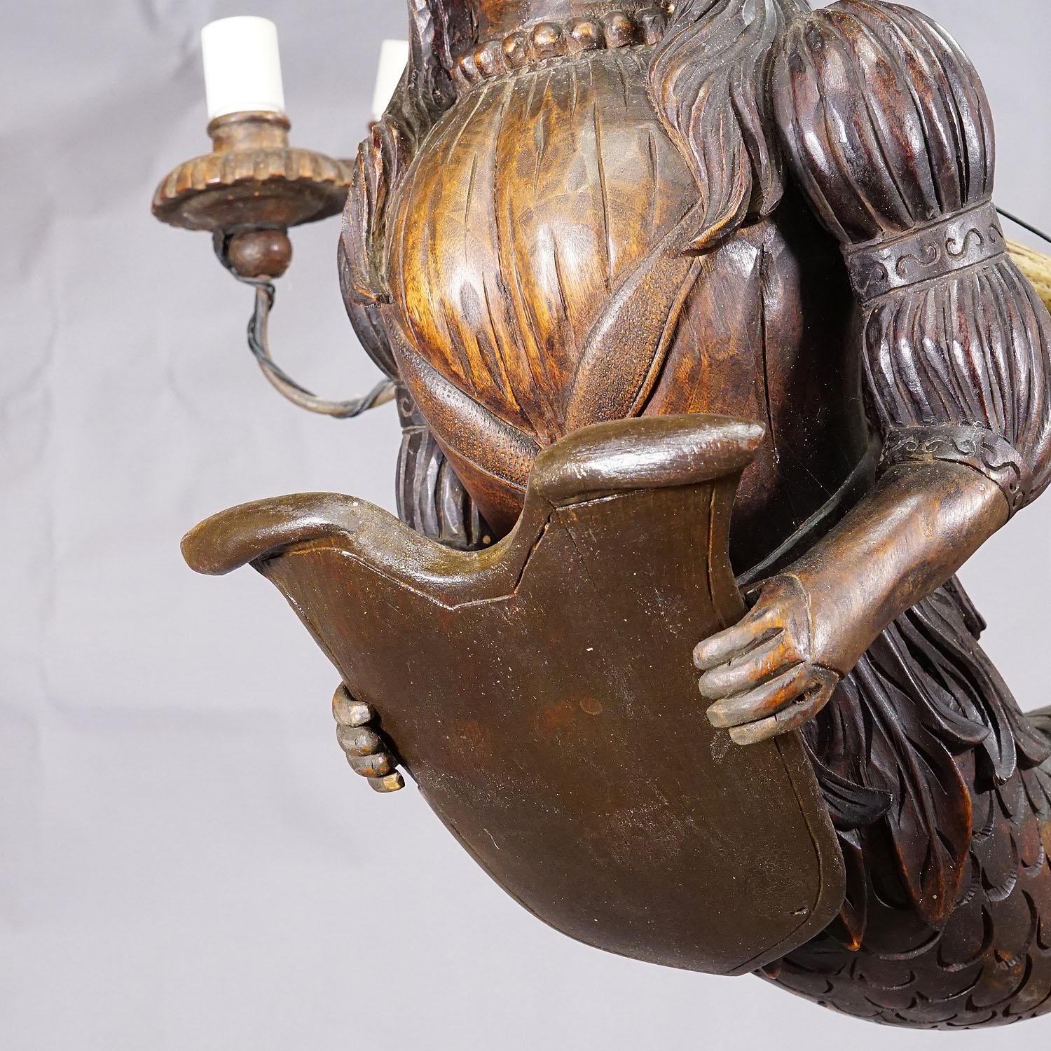 Wooden Carved Meermaid Lusterweibchen ca. 1900 For Sale 3