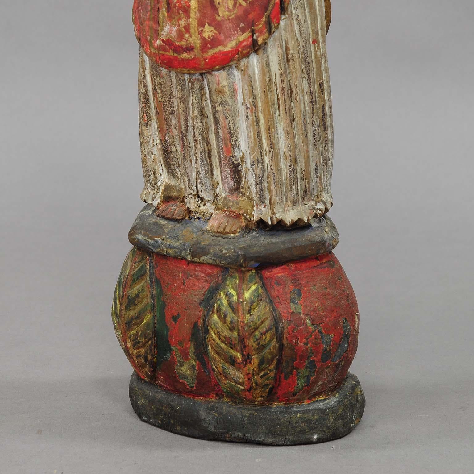 Black Forest Wooden Carved Sculpture of a Saint, circa 1850 For Sale