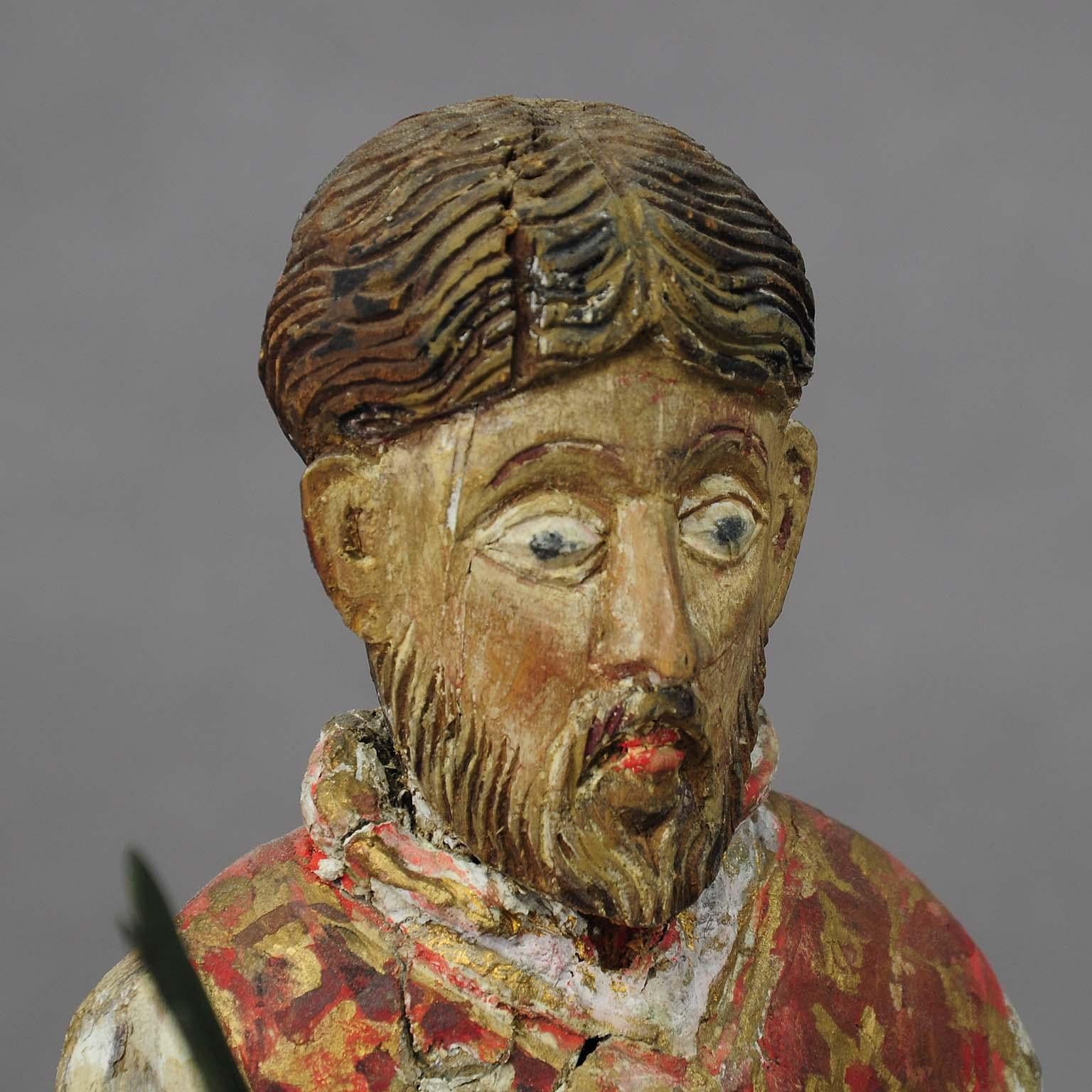 Wooden Carved Sculpture of a Saint, circa 1850 In Good Condition For Sale In Berghuelen, DE