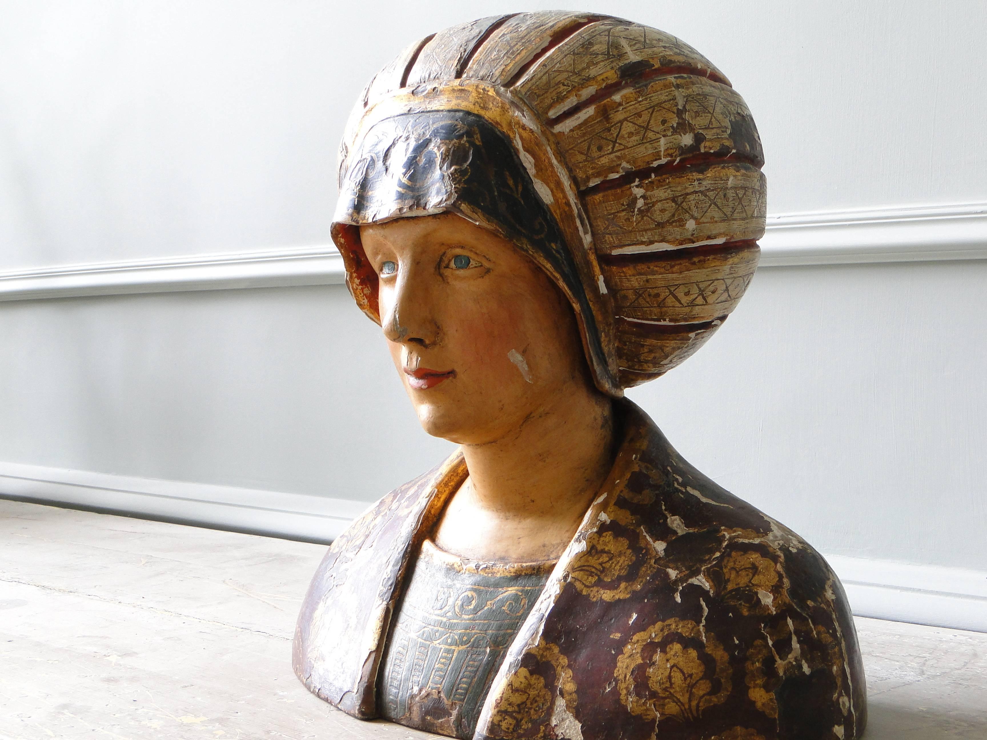 French Wooden Carved Statue or Bust from the 16th Century