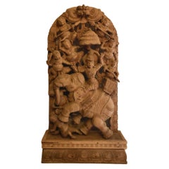 Panneau de décoration vintage en bois sculpté