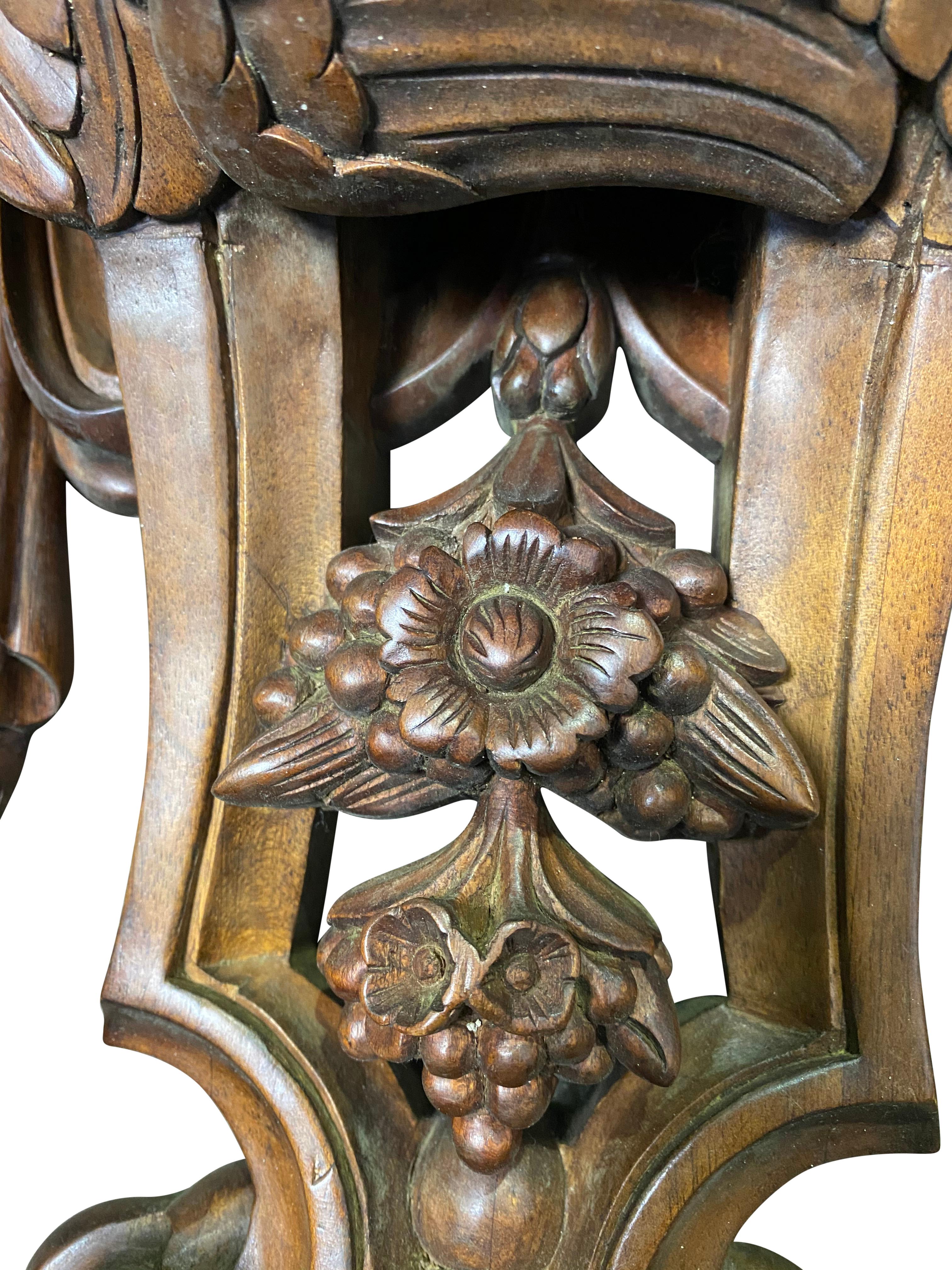 Hand-Carved Wooden Carved Wall Sconces with Cherub Faces, 20th Century For Sale